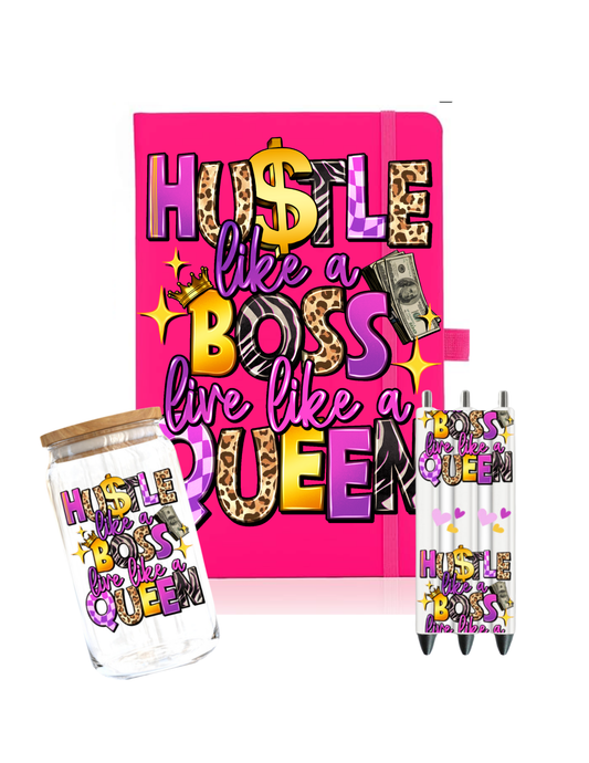 Hustle like a boss live like Queen- Journal UV DTF DEC