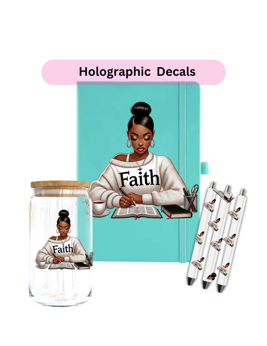 Faith (Black Woman) - (HOLOGRAPHIC)-Journal UV DTF DECAL