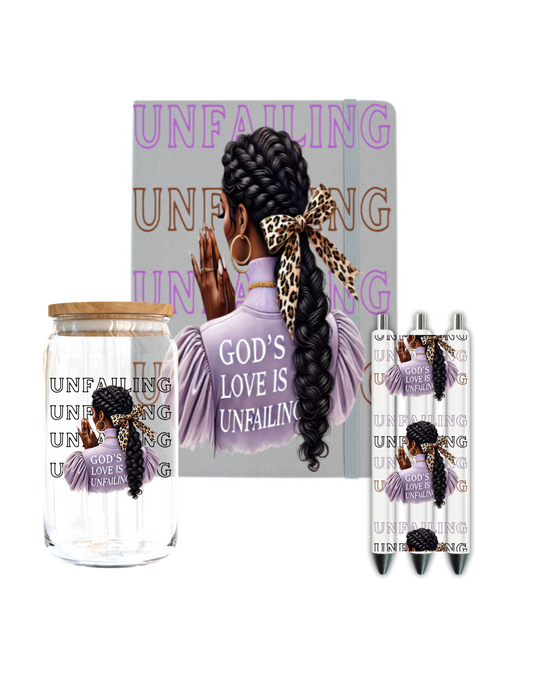 God's love is unfailing- Journal UV DTF DECAL