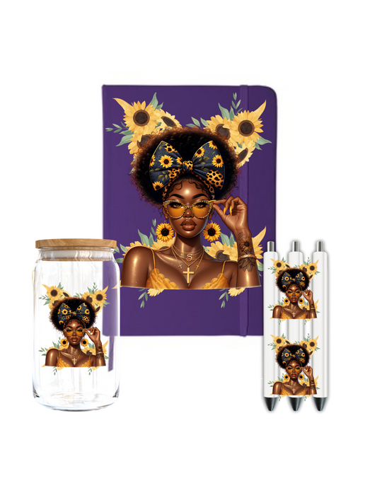 Sunflower lady- Journal UV DTF DECAL