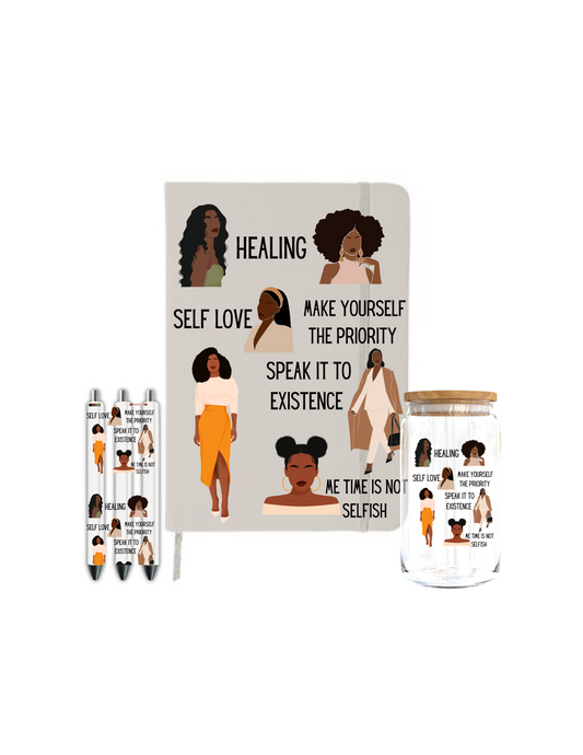 Self love Affirmations (black woman) -Journal UV DTF DECAL