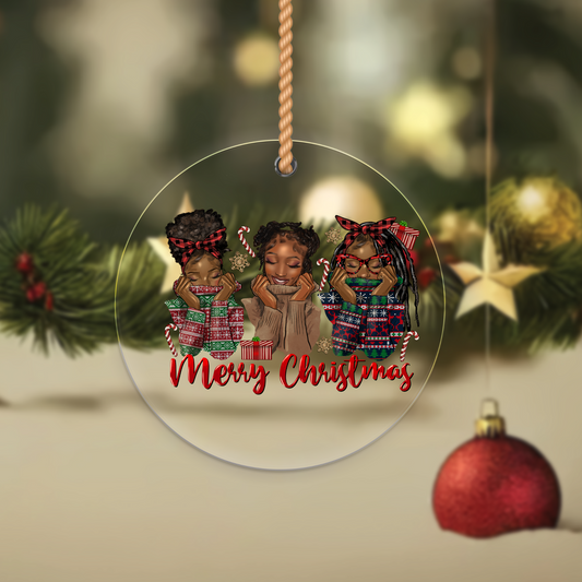 Cute Black Girls (Merry Christmas) - Christmas Ornament UV DTF