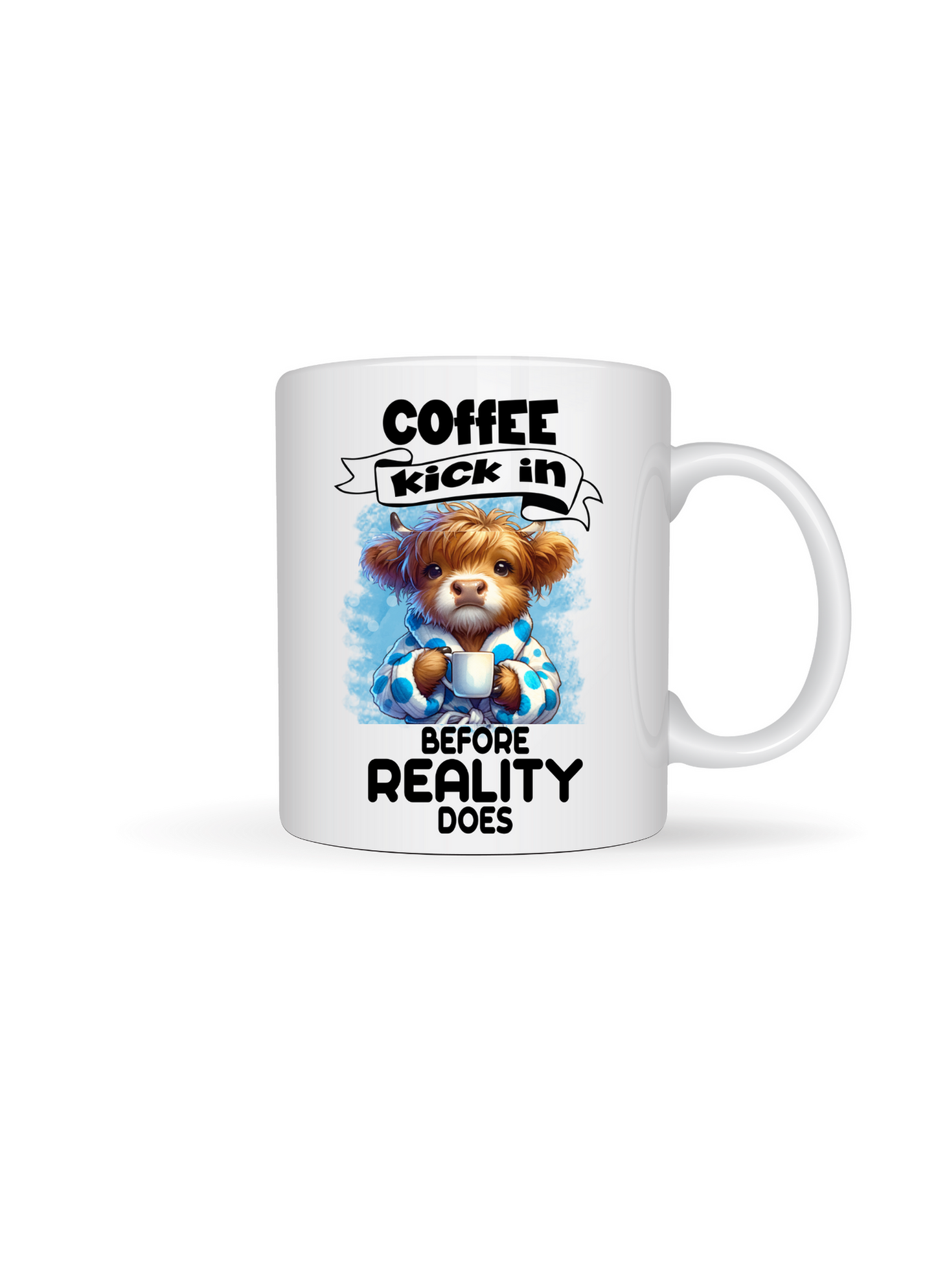 Coffee kick in before Reality does| UV DTF DECAL 3''(Double Sided image)