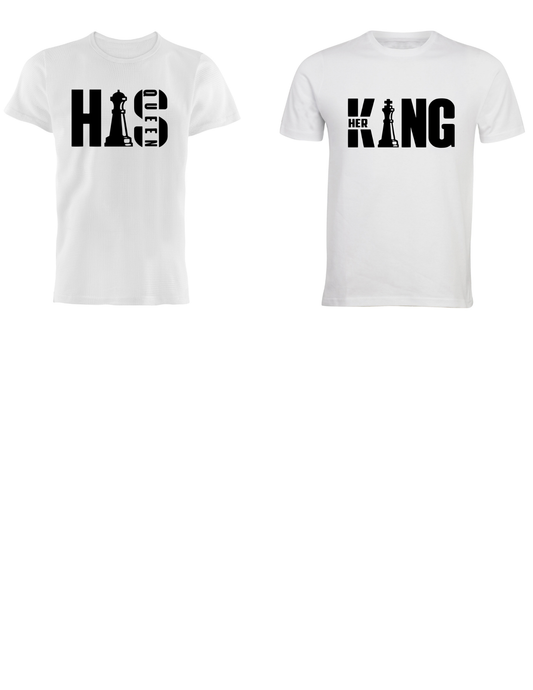 His Queen or Her King / Couple macthing shirts -DTF transfer -Valentine’s theme