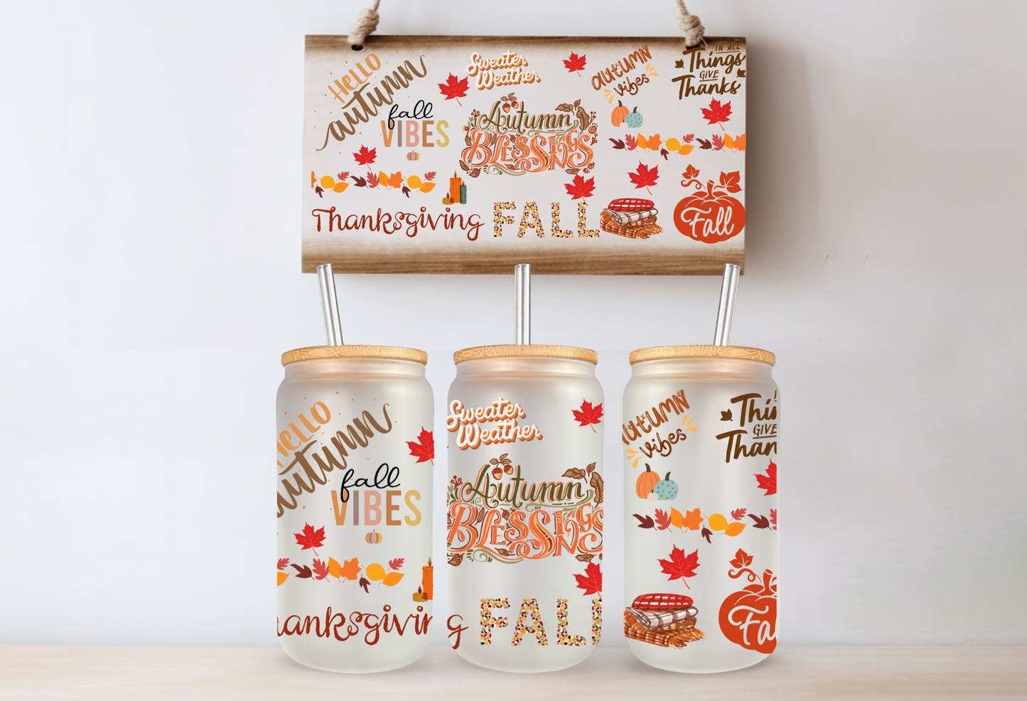 Autumn Blessings  UV DTF Wrap -Double Sided UVDTF