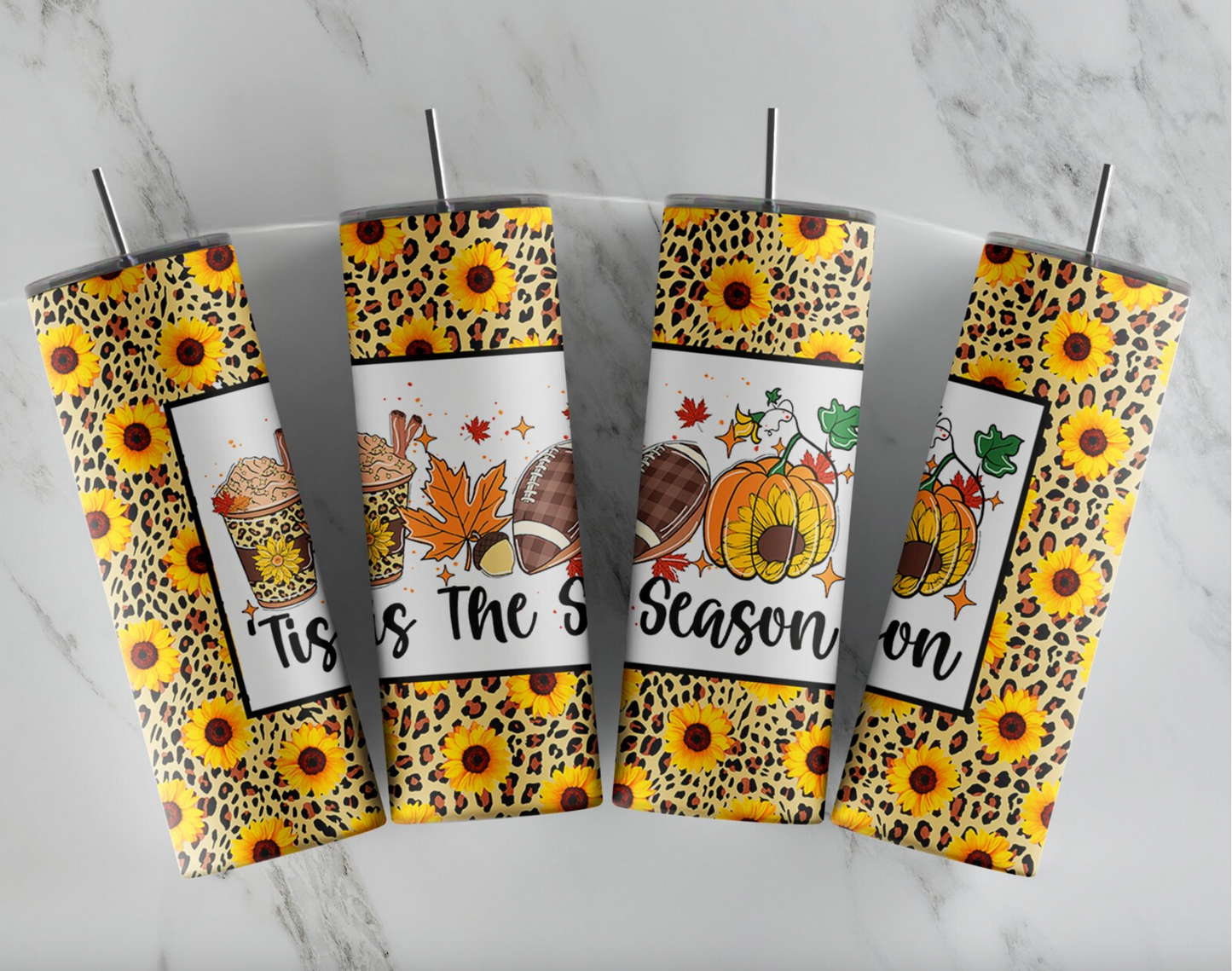 Tis The Season - Fall - Autumn - Football - 20oz Skinny Tumbler Sublimation