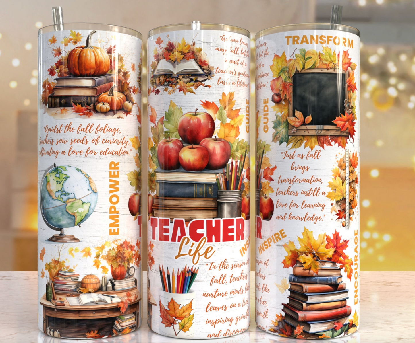 Teacher life(Fall theme) 20oz Skinny Tumbler Sublimation