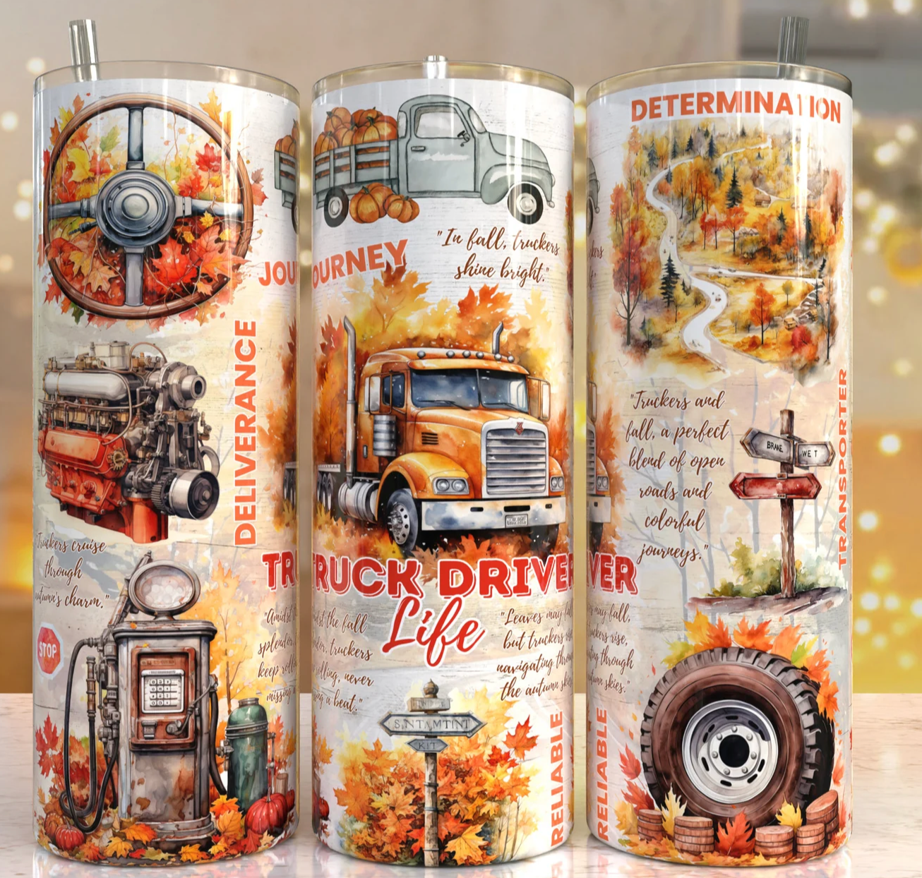 Truck Driver(Fall theme) 20oz Skinny Tumbler