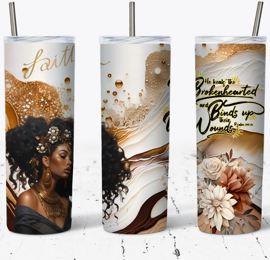 Black Women Inspiration Wrap, 20oz Skinny Tumbler Sublimation