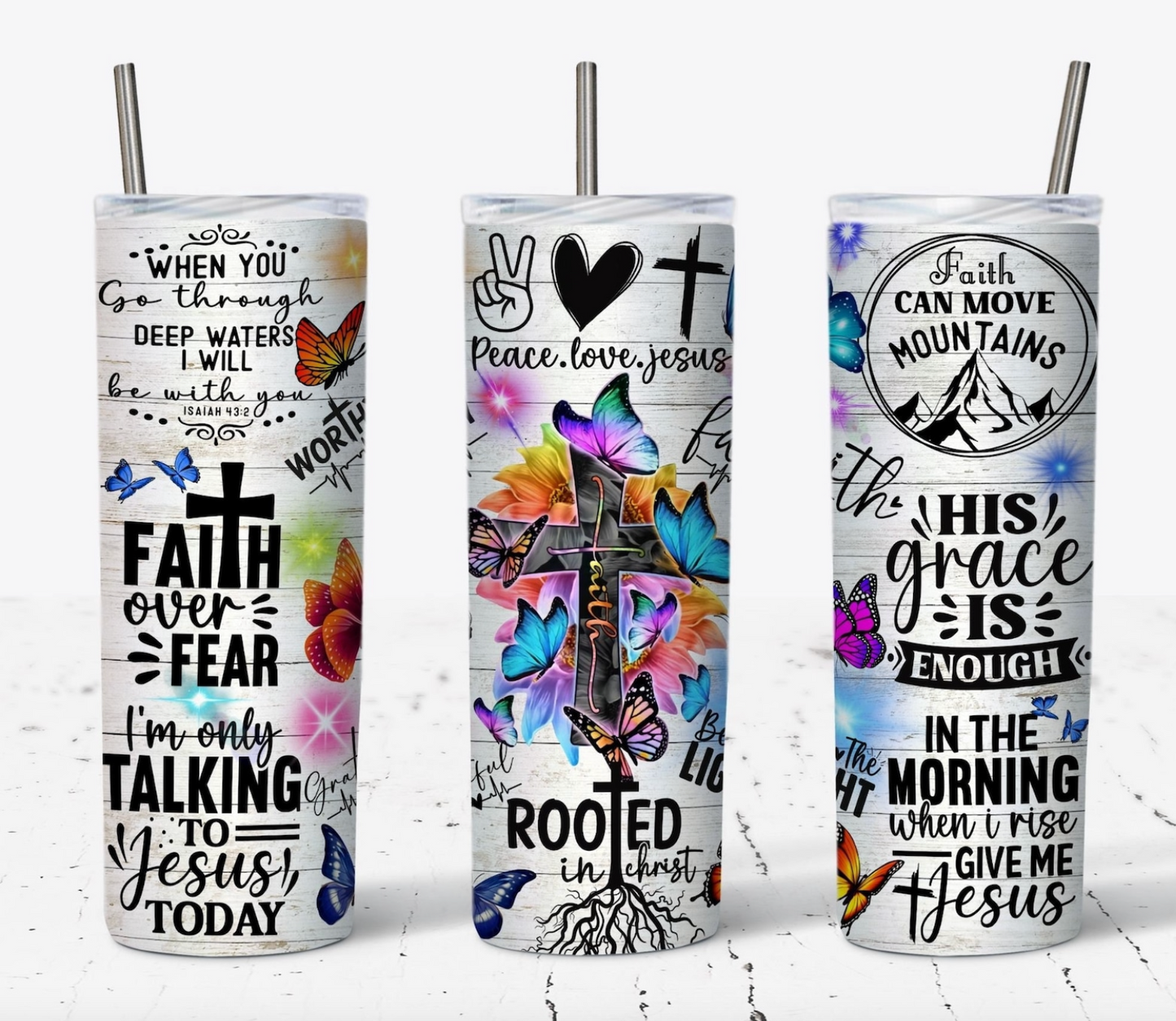 Faith Affirmations  - Bible Verse  20oz Skinny Tumbler Sublimation