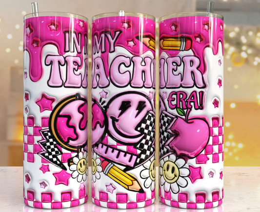 3D puffy Teacher era inflatable  -20oz Skinny Tumbler Sublimation