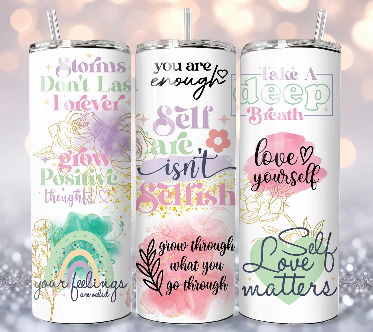 Positive Affirmation -self love 20oz Skinny Tumbler Sublimation