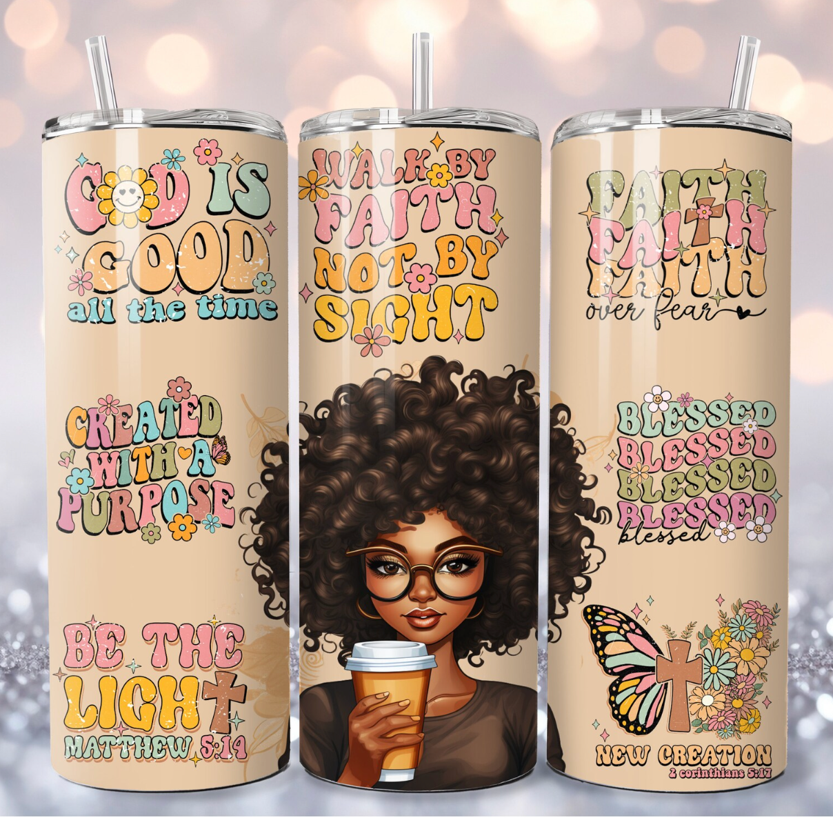 Black Woman Christian Quotes 20oz Skinny Tumbler Sublimation