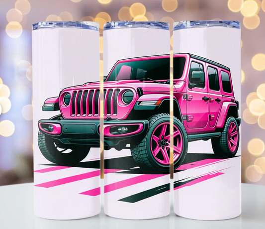 Pink Jeep 20oz Skinny Tumbler Sublimation