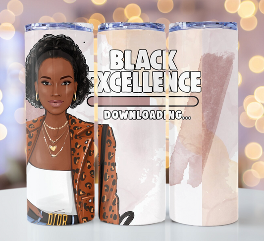 Black Excellence Downloading  20oz Skinny Tumbler Sublimation