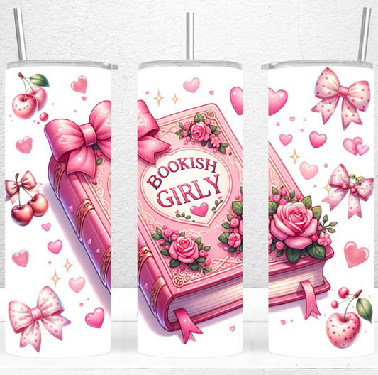 Coquette Pink Bookish Girly Aesthetic  20oz Skinny Tumbler Sublimation