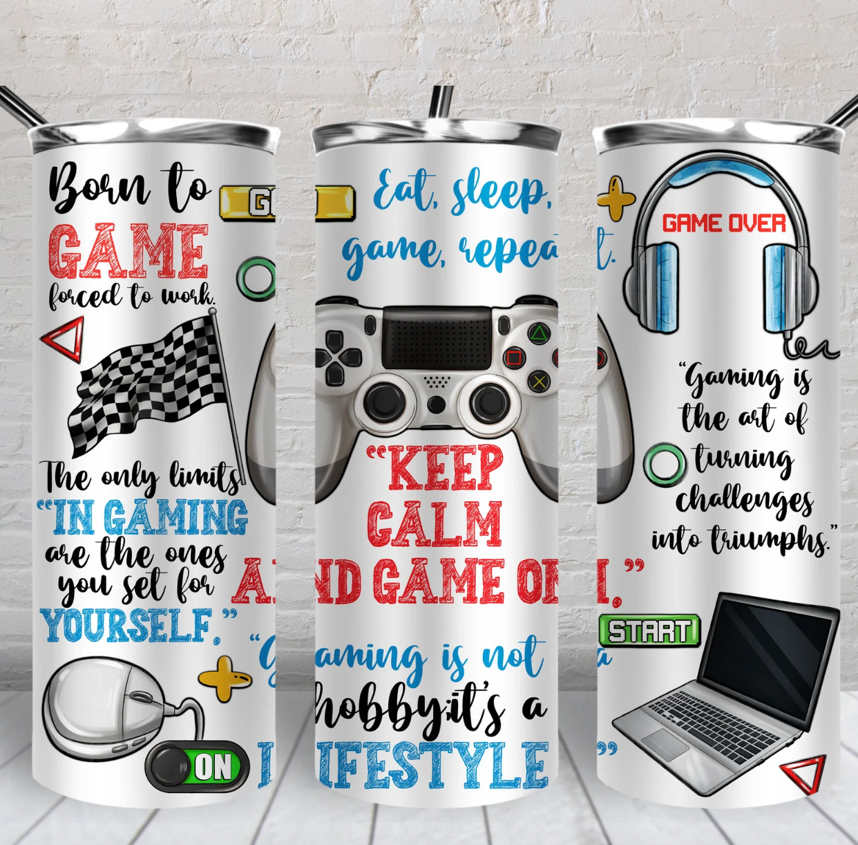 Keep calm and Game on-20oz Skinny Tumbler