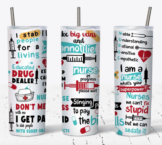 NURSE 20oz Skinny Tumbler Sublimation