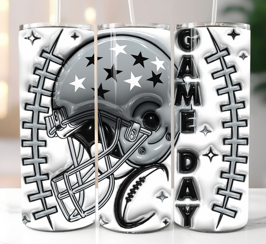 Game day (Black & Grey) -20oz Skinny Tumbler