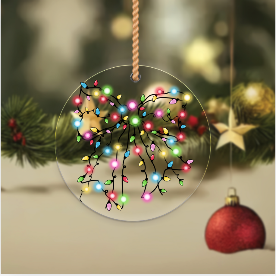 Christmas Bulbs Shape of a Ribbon bow- Christmas Ornament UV DTF