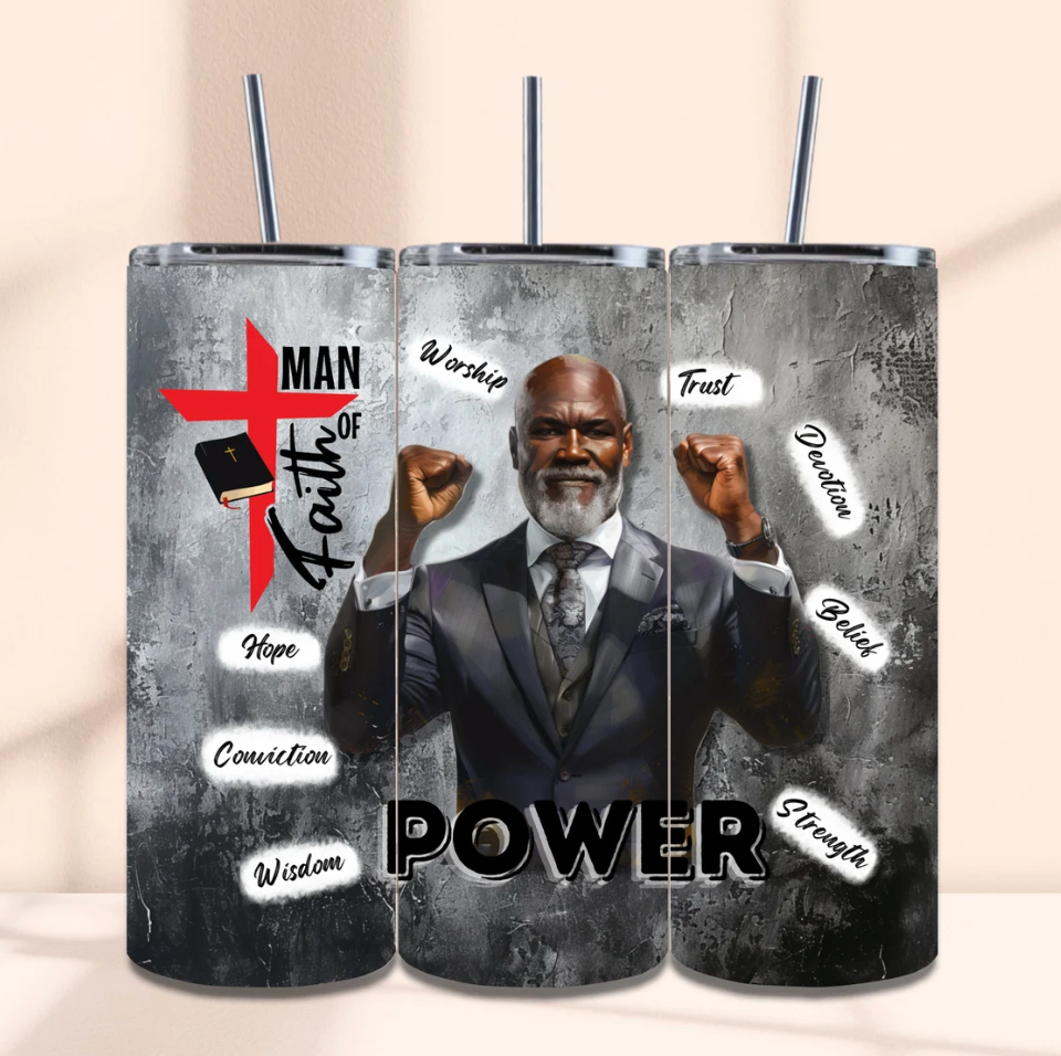 Man of Faith 20oz Skinny Tumbler Sublimation