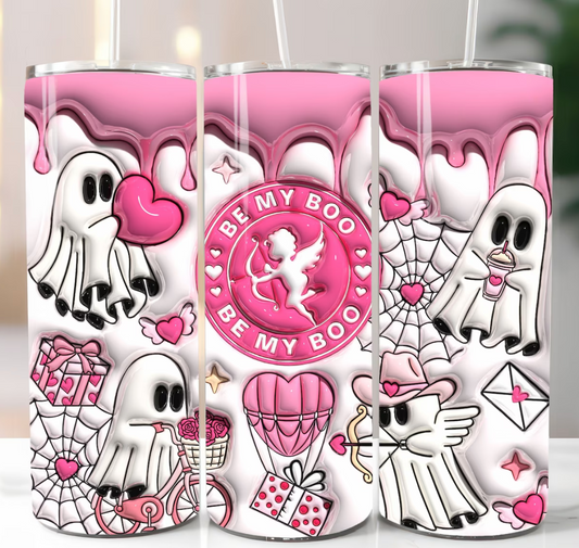 3D Pink Be My Boo Inflated -20oz Skinny Tumbler