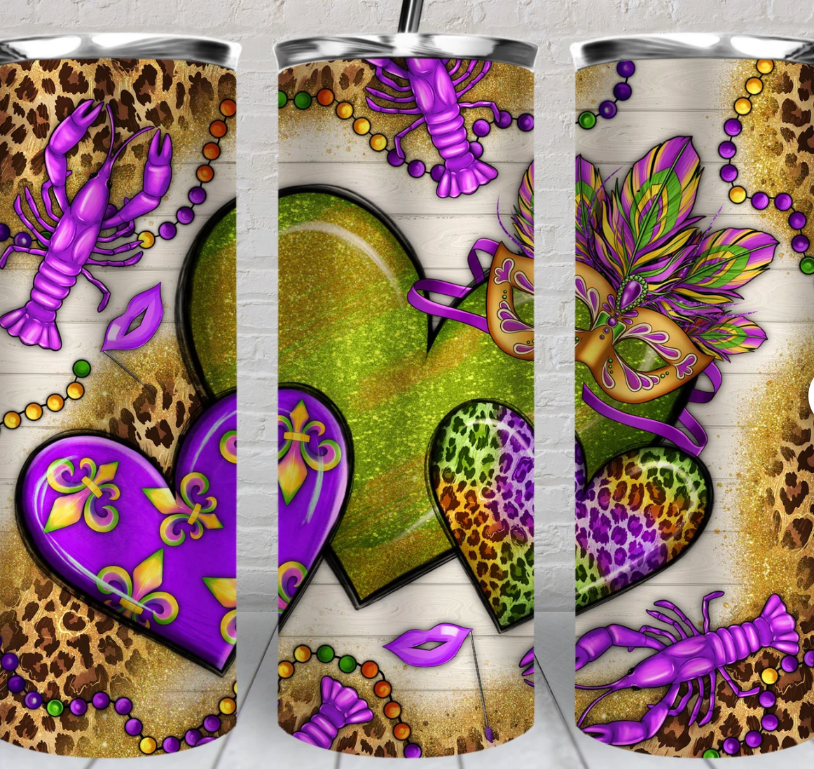 Mardi Gras -20oz Skinny Tumbler