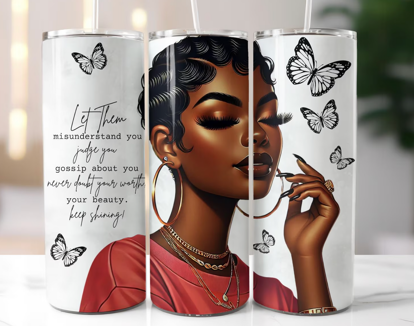 Let Them Black Woman Affirmation-20oz Skinny Tumbler