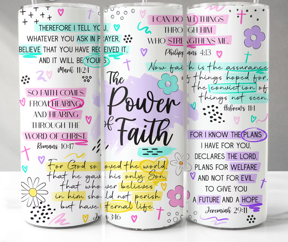 Faith Tumbler Wrap Bible Verses Jesus God Christian-20oz Skinny Tumbler