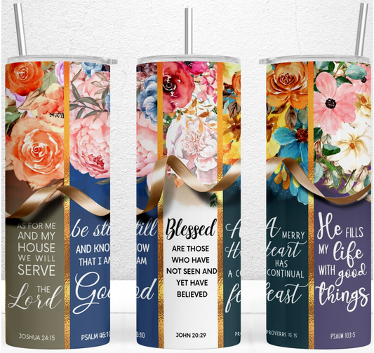 Floral Bible Verse Affirmations-20oz Skinny Tumbler