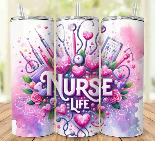 Nurse Life 20oz Skinny Tumbler Sublimation