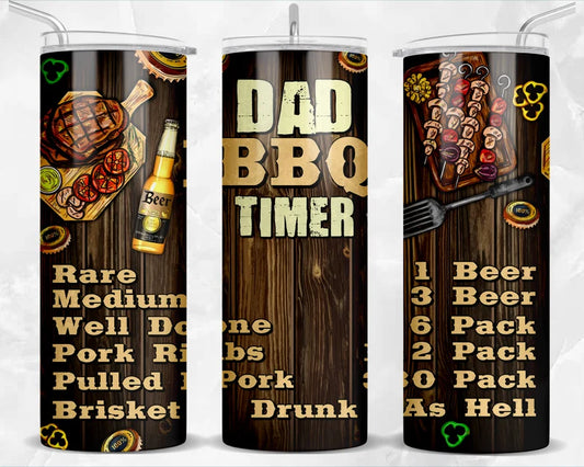 Dad BBQ Timer-20oz Skinny Tumbler