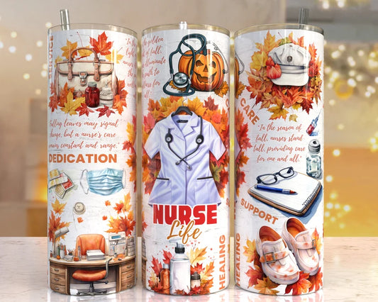 Nurse -fall Theme-20oz Skinny Tumbler