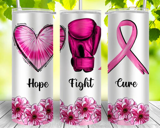 Hope fight Cure, Cancer Tumbler Wrap, Retro Spooky   -20oz Skinny Tumbler