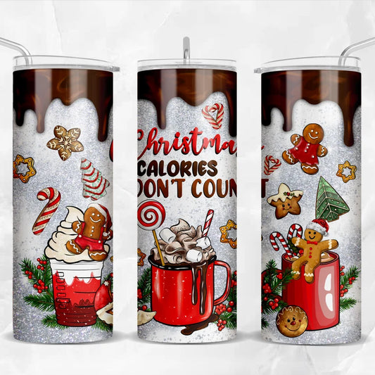 Christmas calories don't count -20oz Skinny Tumbler Sublimation